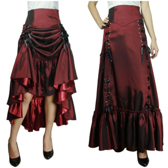 Dresses & Skirts - Gothic Steampunk Lace Up Ruffle Long Skirt